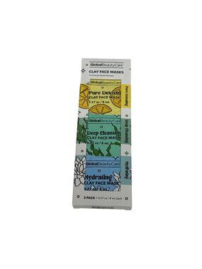 Global Beauty Care Clay Face Mask Set 3 Pack Detox Hydrating Purifying